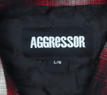 Aggressor Men's Red Checked Quilted Flannel Jacket L