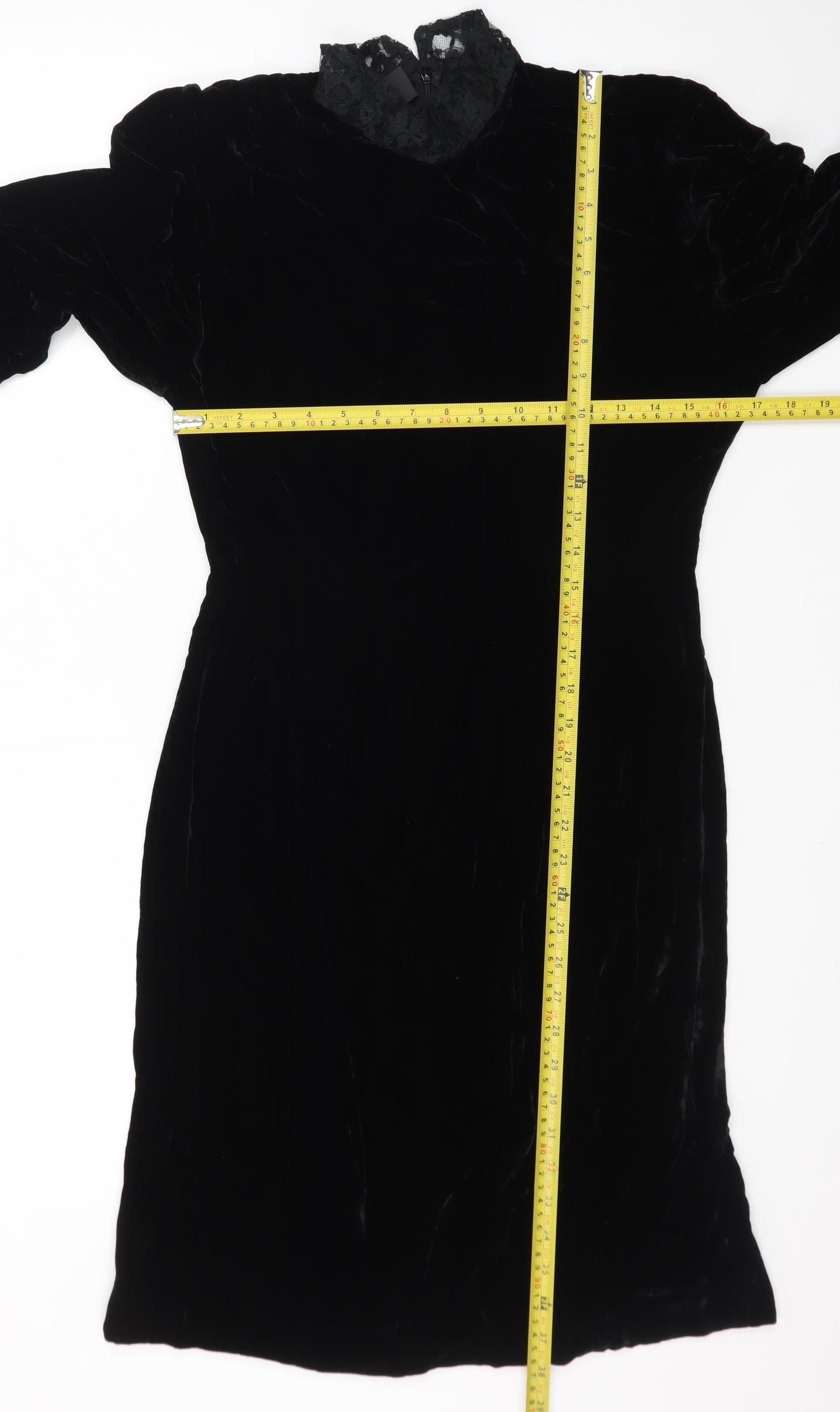 Baldanza Women’s Black Velvet Lace High Neck Formal Dress Size 8