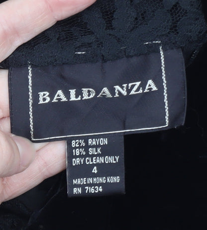 Baldanza Women’s Black Velvet Lace High Neck Formal Dress Size 8