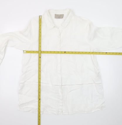 Paul Costelloe Women’s White Linen Long Sleeve Button-Up Shirt Size 16