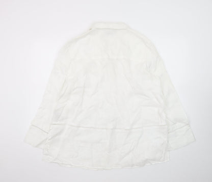 Paul Costelloe Women’s White Linen Long Sleeve Button-Up Shirt Size 16
