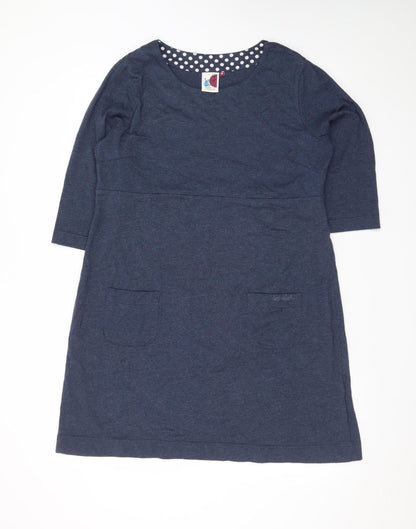 Weird Fish Women’s Blue Knee Length Shift Dress Size 16