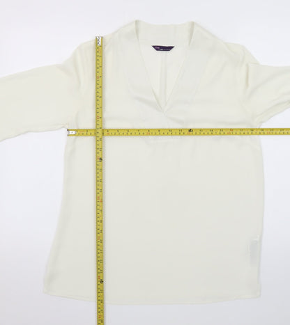 Marks and Spencer Women’s Ivory V-Neck Long Sleeve Blouse Size 10