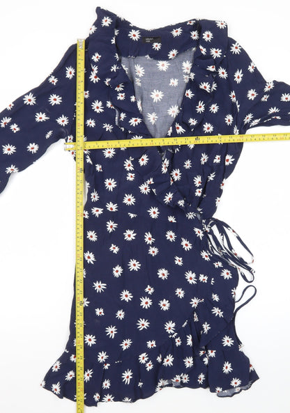 Nobody's Child Women's Blue Floral Wrap Dress Size 12