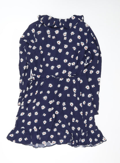 Nobody's Child Women's Blue Floral Wrap Dress Size 12