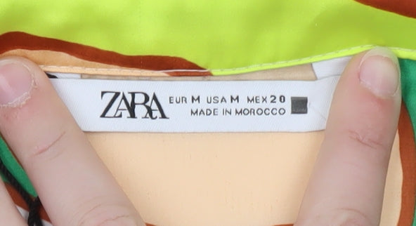 Zara Women's Multicoloured Floral Satin Blouse Size 12
