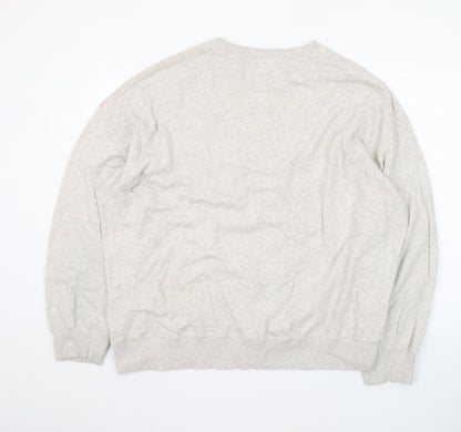 Hush Women Beige Multicoloured Stripe Pullover Sweatshirt L