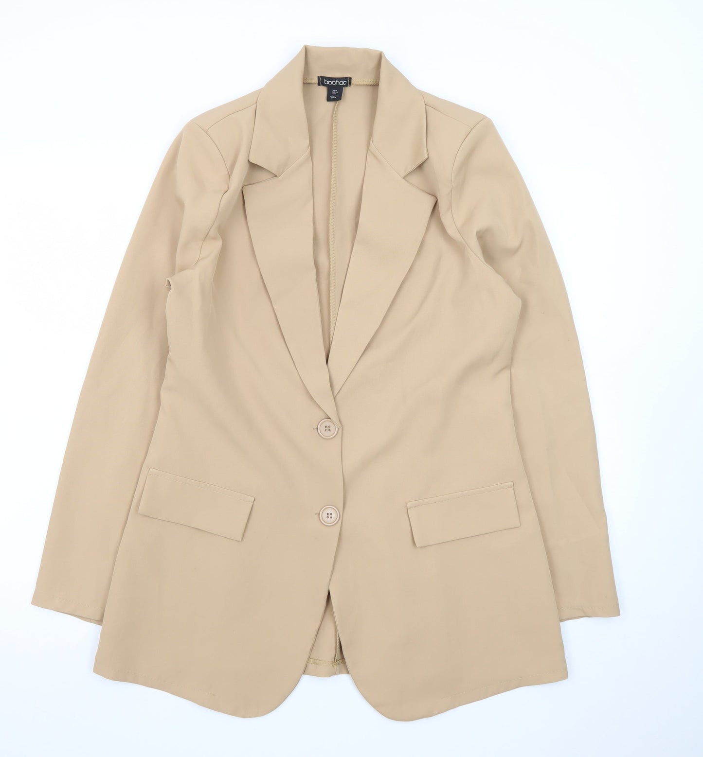 Boohoo Women Beige Regular Long Sleeve Blazer Jacket UK 10