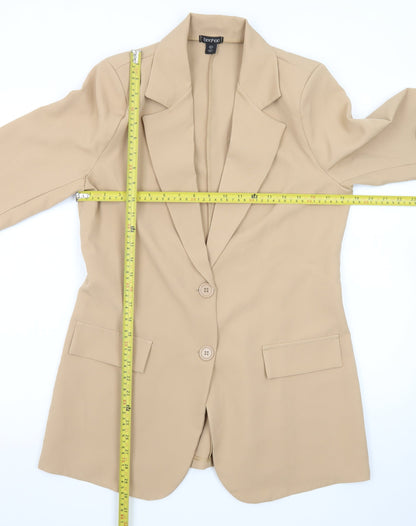Boohoo Women Beige Regular Long Sleeve Blazer Jacket UK 10