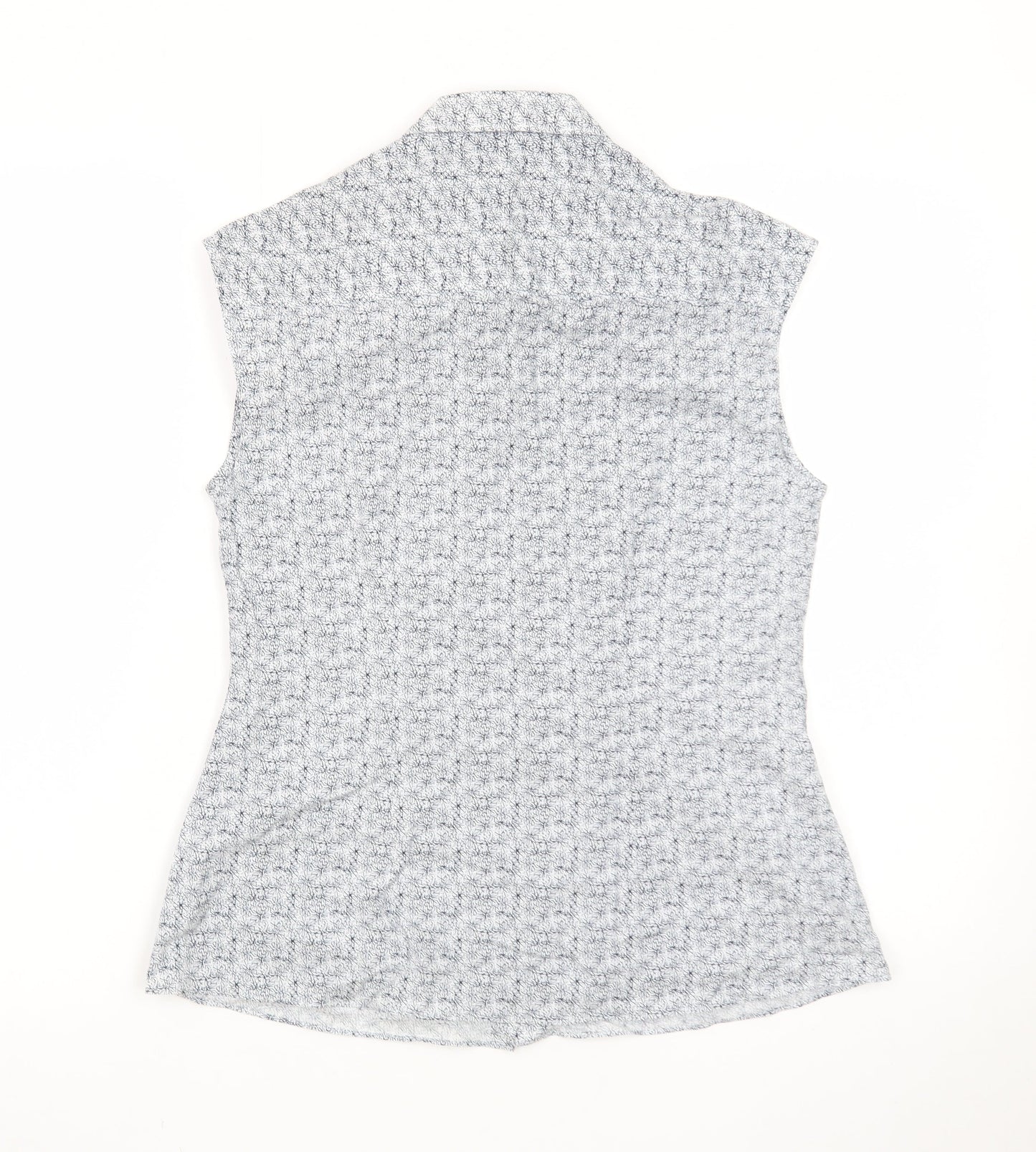 The Savile Row Company Women’s Blue Floral Sleeveless Button-Up Shirt Size 8