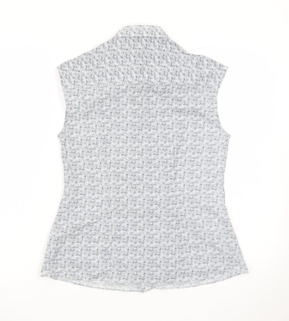 The Savile Row Company Women’s Blue Floral Sleeveless Button-Up Shirt Size 8