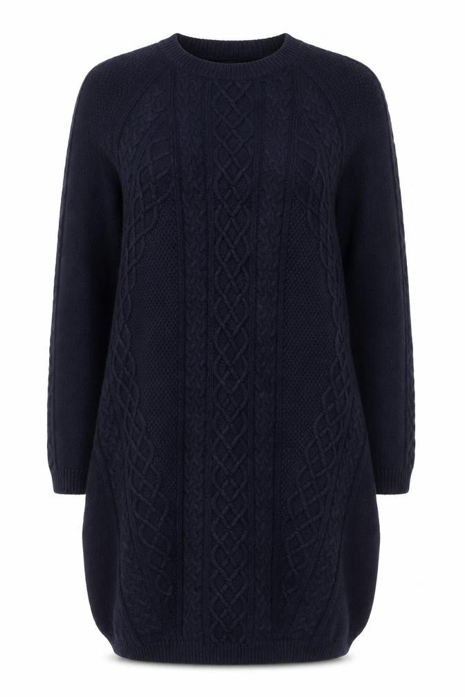 Hobbs Women Blue Knit Long Sleeve Jumper Dress Size 14