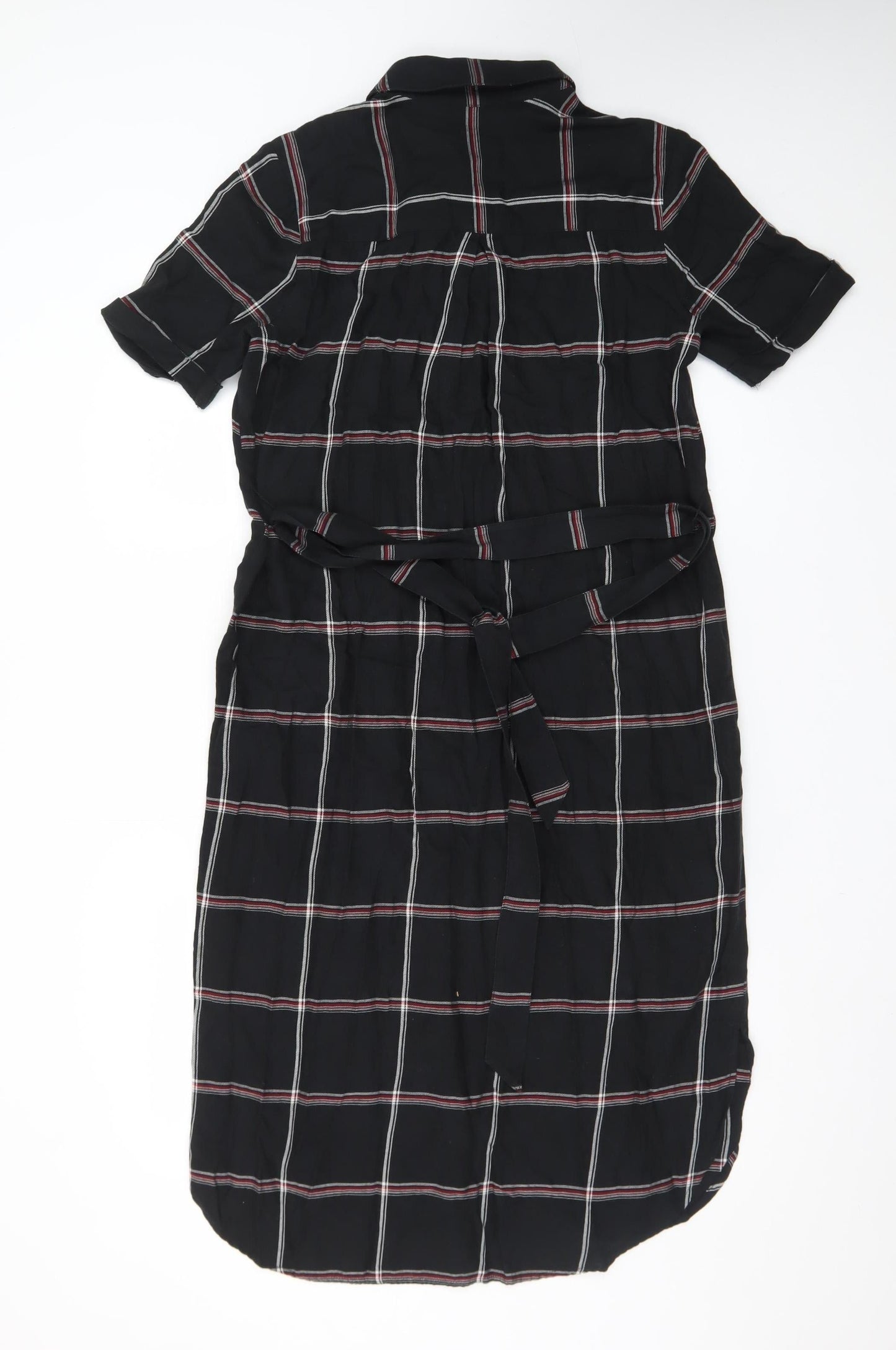 Whistles Women's Black Check Shirt Dress Size 8 Short Sleeve