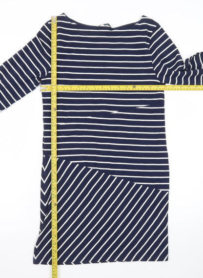 French Connection Women Blue Striped Shift Dress Size 10