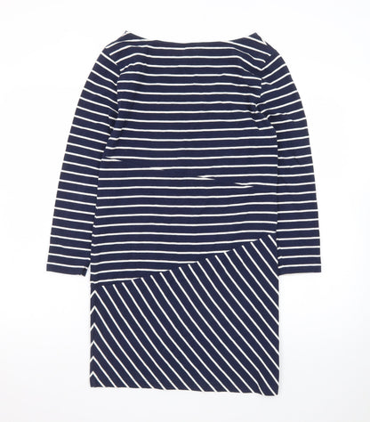 French Connection Women Blue Striped Shift Dress Size 10