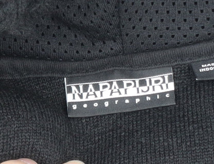 Napapijri Men's Black Fleece Pullover Hoodie Small