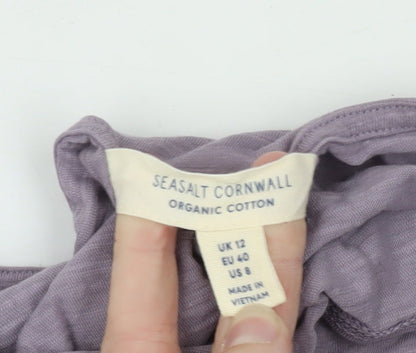 Seasalt Cornwall Women's Purple Organic Cotton 3/4 Sleeve T-Shirt UK 12