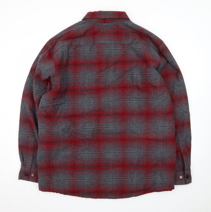Rugged Elements Mens Red Check Flannel Puffer Jacket L