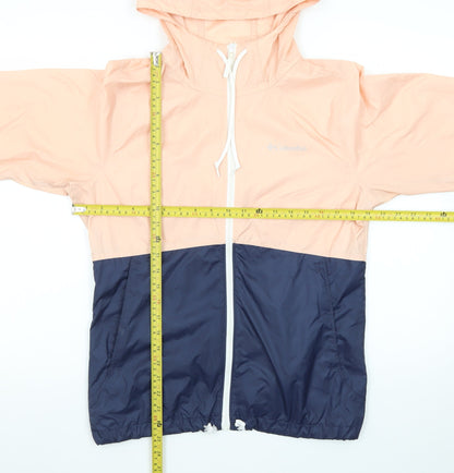Columbia Women's Pink and Navy Lightweight Hooded Windbreaker Jacket Size S