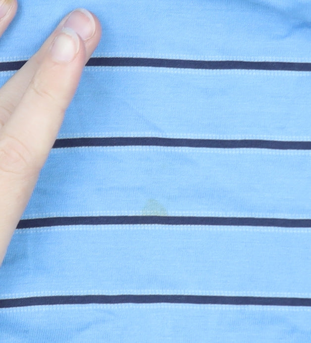 Marks and Spencer Blue Harbour Men's Blue Striped Polo Shirt Size M
