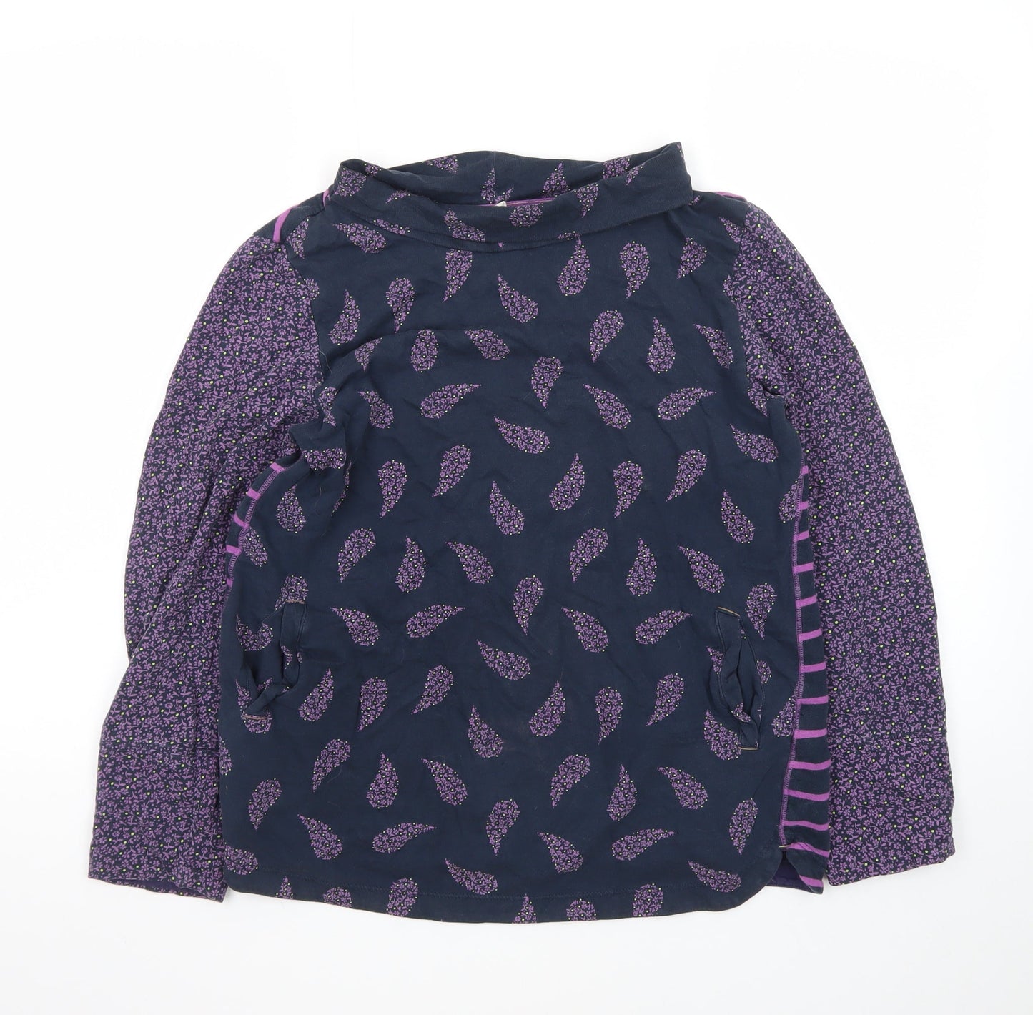 White Stuff Womens Blue Purple Paisley Roll Neck Tunic Top Size 14