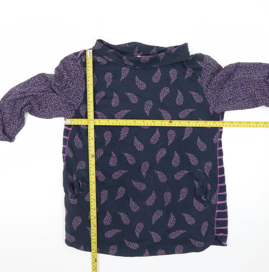 White Stuff Womens Blue Purple Paisley Roll Neck Tunic Top Size 14
