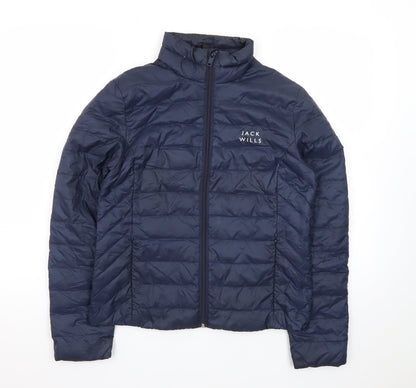 Jack Wills Women's Blue Quilted Puffer Jacket Size 10