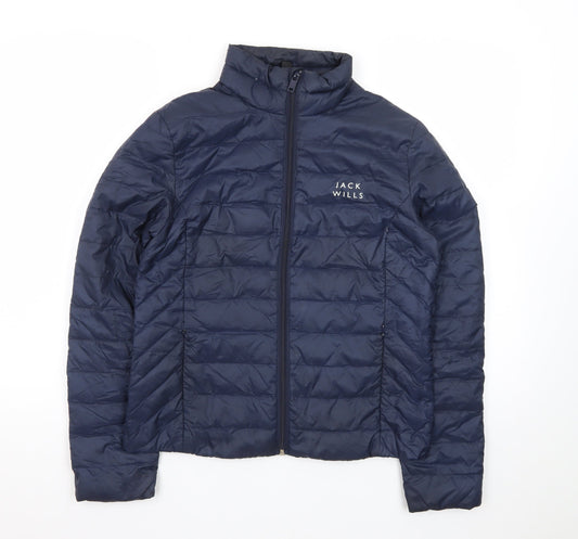 Jack Wills Women's Blue Quilted Puffer Jacket Size 10