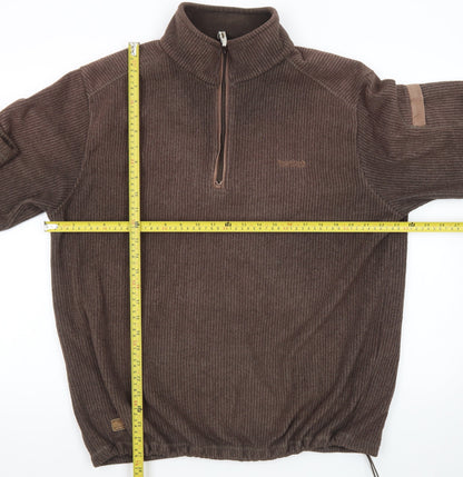 Regatta Men Brown Fleece 1/4 Zip Pullover Sweatshirt L Outdoor Hiking