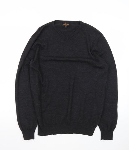 Simon Carter Men’s Black Wool Acrylic V-Neck Jumper Size L
