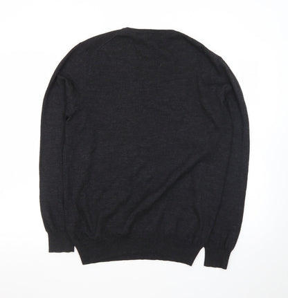 Simon Carter Men’s Black Wool Acrylic V-Neck Jumper Size L