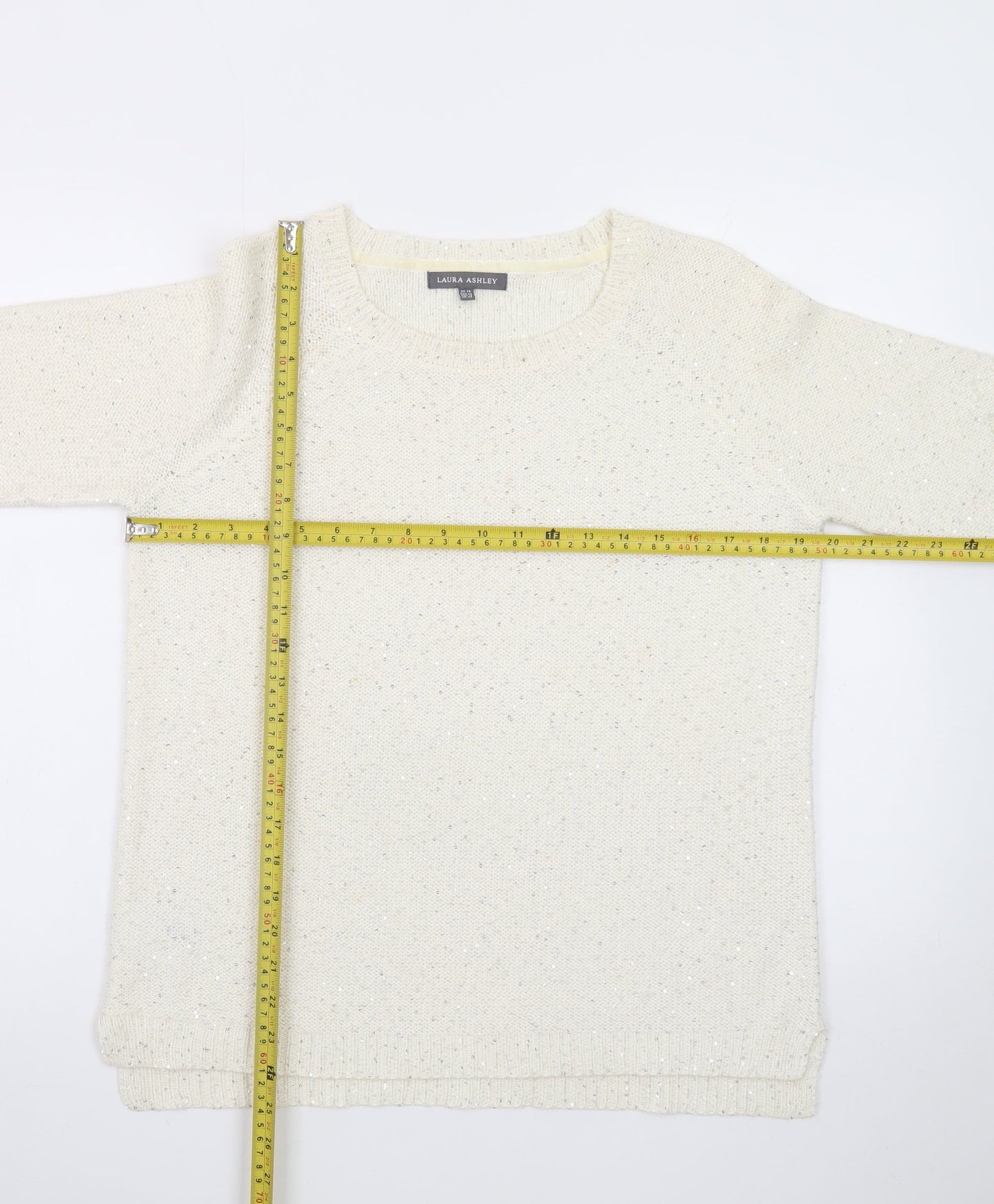 Laura Ashley Women’s Ivory Sequin Knit Jumper UK 14
