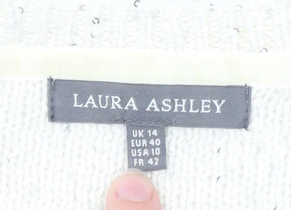 Laura Ashley Women’s Ivory Sequin Knit Jumper UK 14