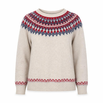 Fat Face Womens Beige Fair Isle Wool Blend Jumper Size 10