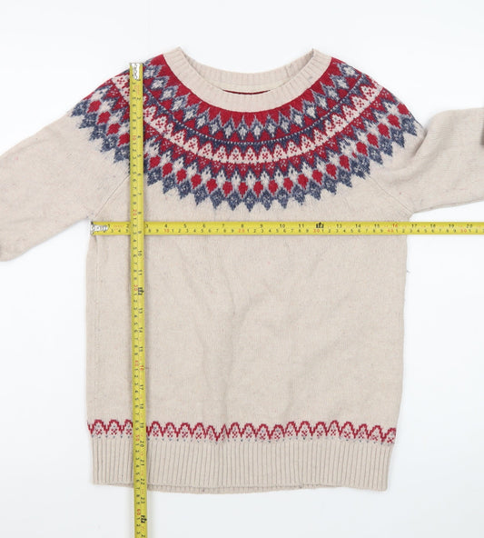 Fat Face Womens Beige Fair Isle Wool Blend Jumper Size 10