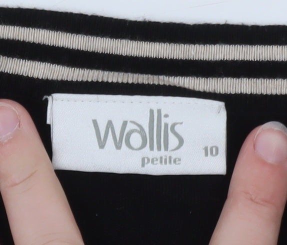 Wallis Women Black Beige Bow Knit Petite Jumper Size 10
