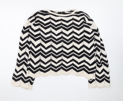F&F Women's Black & White Chevron Knit Jumper M