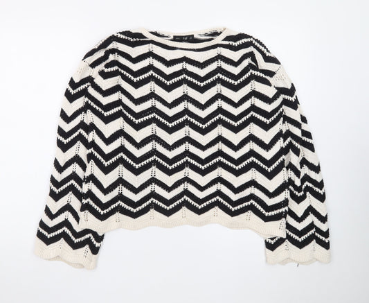 F&F Women's Black & White Chevron Knit Jumper M