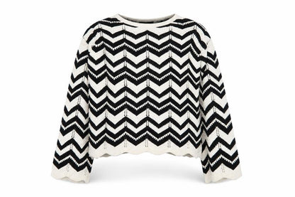F&F Women's Black & White Chevron Knit Jumper M