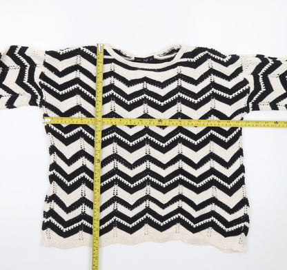 F&F Women's Black & White Chevron Knit Jumper M