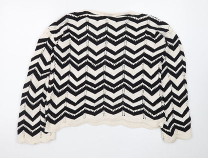 F&F Women's Black & White Chevron Knit Jumper M
