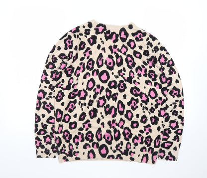 M&Co Women’s Beige Leopard Print Long Sleeve Pullover Jumper UK14