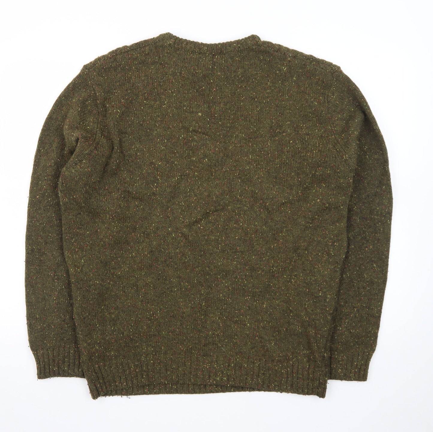 Peter Gribby Men’s Green Lambswool Cable Knit Crew Neck Jumper XL