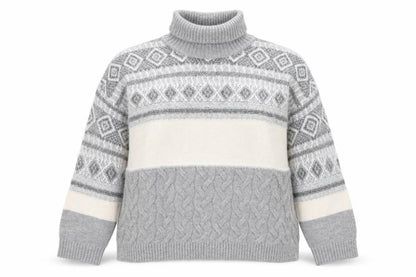 Marks and Spencer Womens Grey XL Roll Neck Fair Isle Jumper