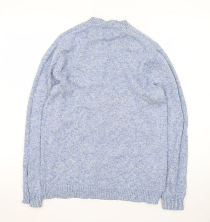 Pull & Bear Men’s Blue V-Neck Wool Blend Knit Jumper Size S