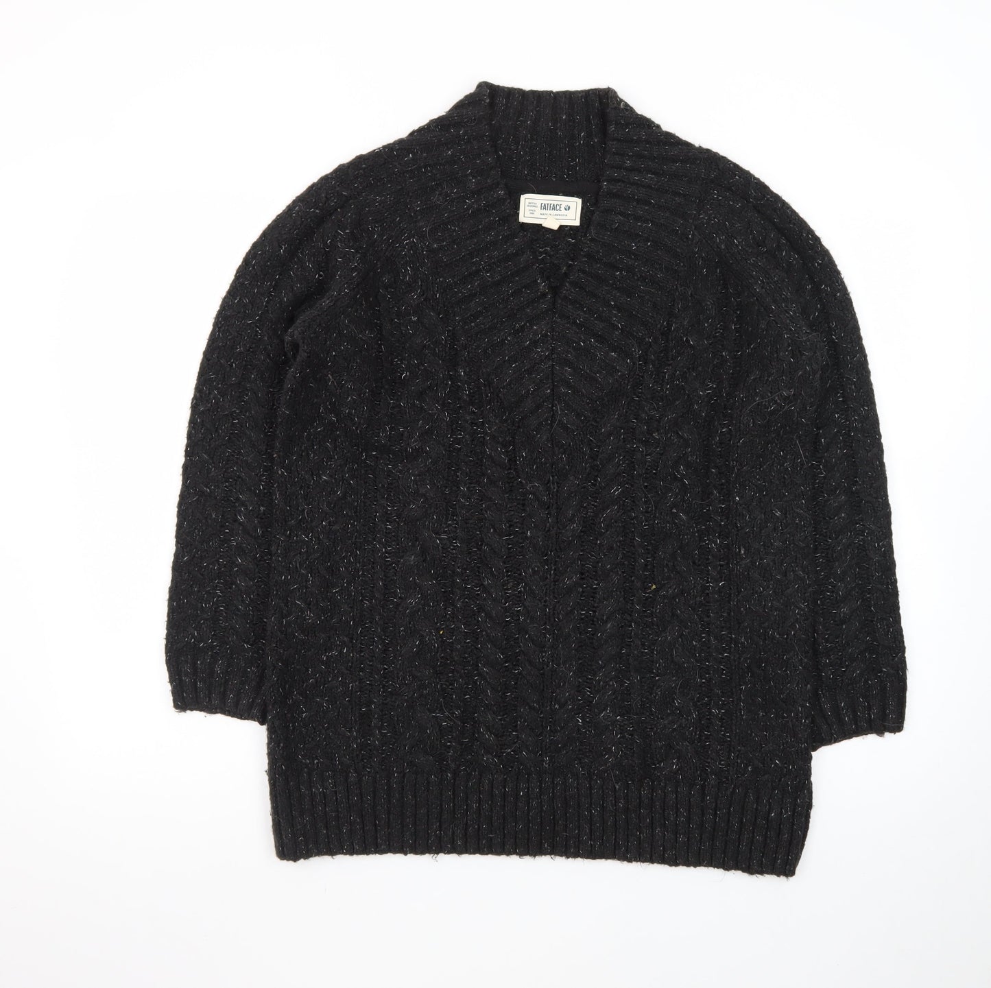 FatFace Unisex Black Cable Knit Cardigan M