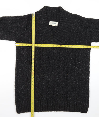 FatFace Unisex Black Cable Knit Cardigan M