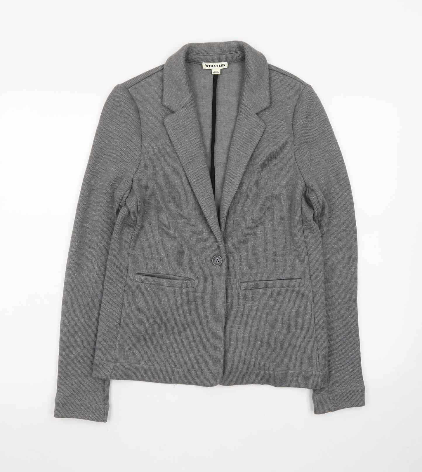 Whistles Women Grey Single-Breasted Blazer Jacket Size 8