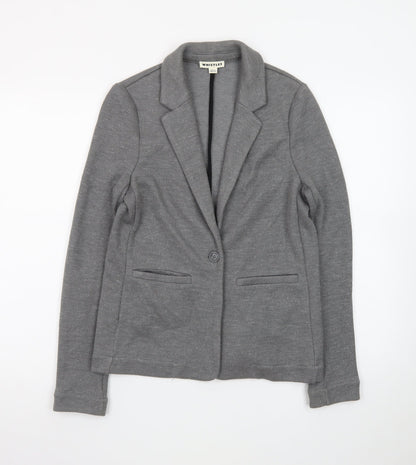 Whistles Women Grey Single-Breasted Blazer Jacket Size 8