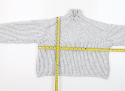 Fashion Union Women's Grey High Neck Chunky Knit Jumper Size 10